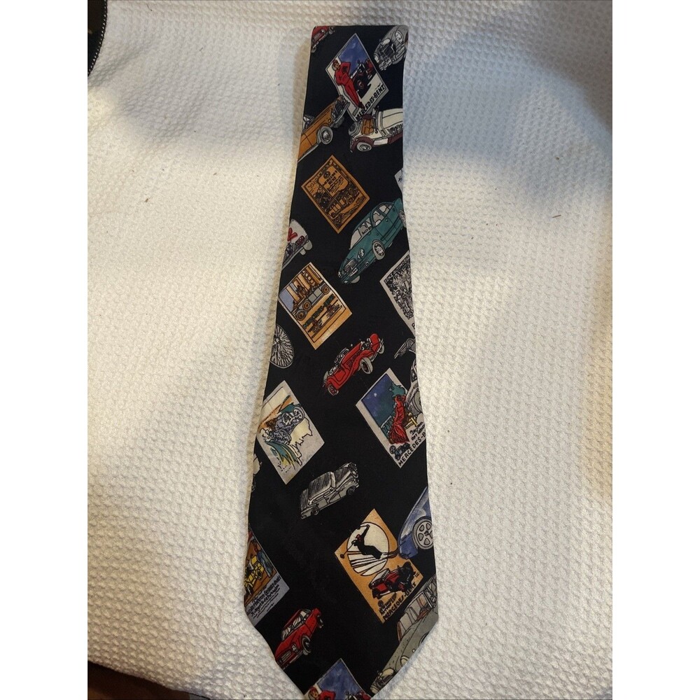 1995 Nicole Miller 100% Silk Men's Vintage Mercedes Benz Car Tie- Novelty, Used